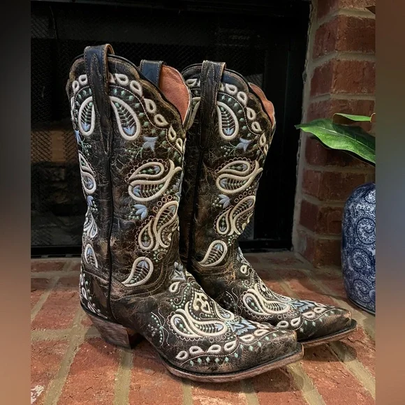 Dan Post Anna snip toe Embroidered Western Cowboy Boots, women’s size 9, - Picture 4 of 11